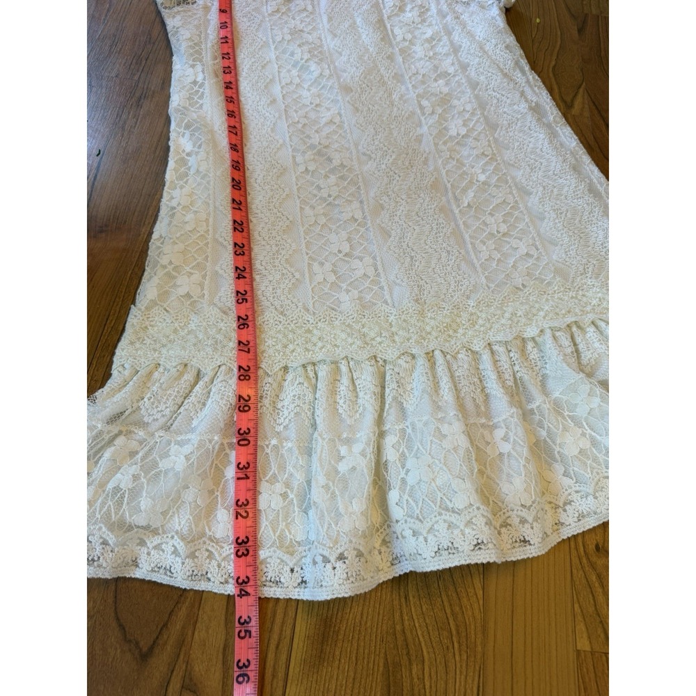 Ariat White Floral Lace Dress Size S – Pom Pom Ruffle Western Boho Cottagecore - Picture 6 of 7